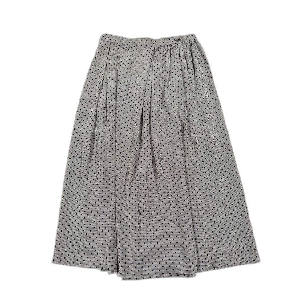 Vintage Claude Bennett Pleated Midi Skirt Polka Dot Gingham British Hong Kong 12